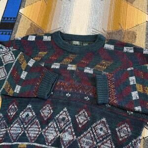 Vintage 90s Men’s Stefano Man Colorful Pullover Knit Sweater Size Large Grandpa